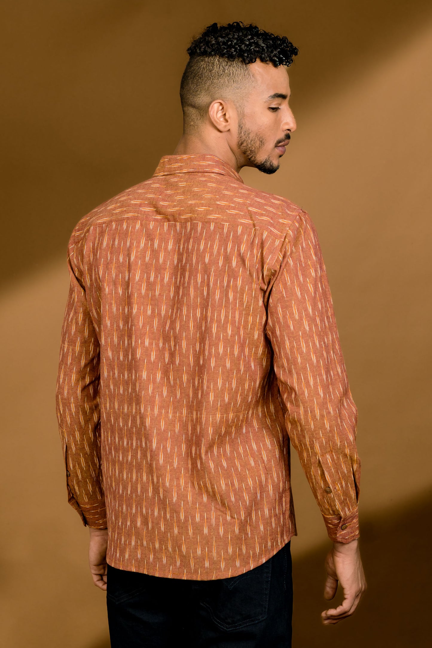 Short Sleeved Ikat Shirt - Brown