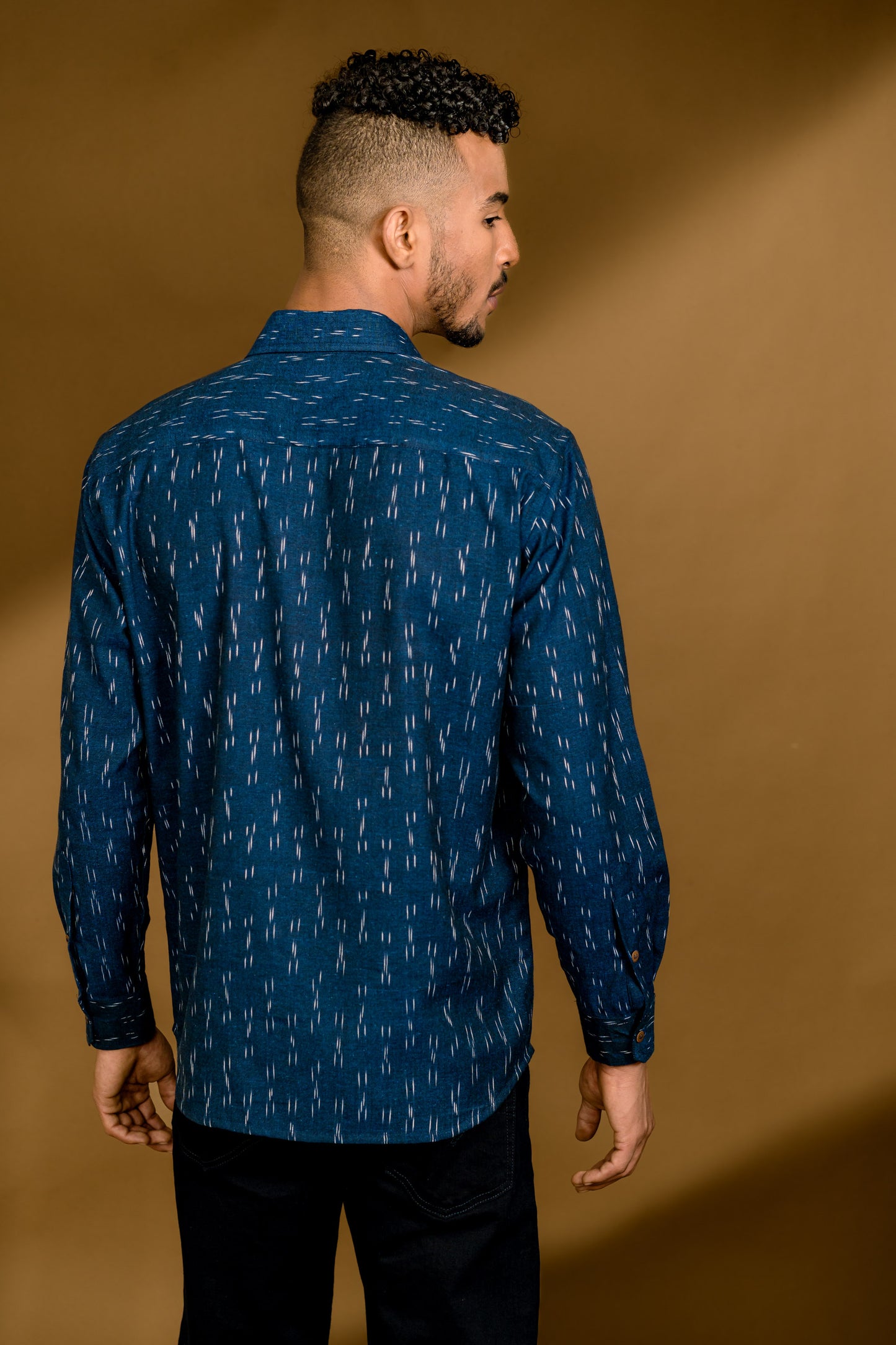 Short Sleeved Ikat Shirt - Blue