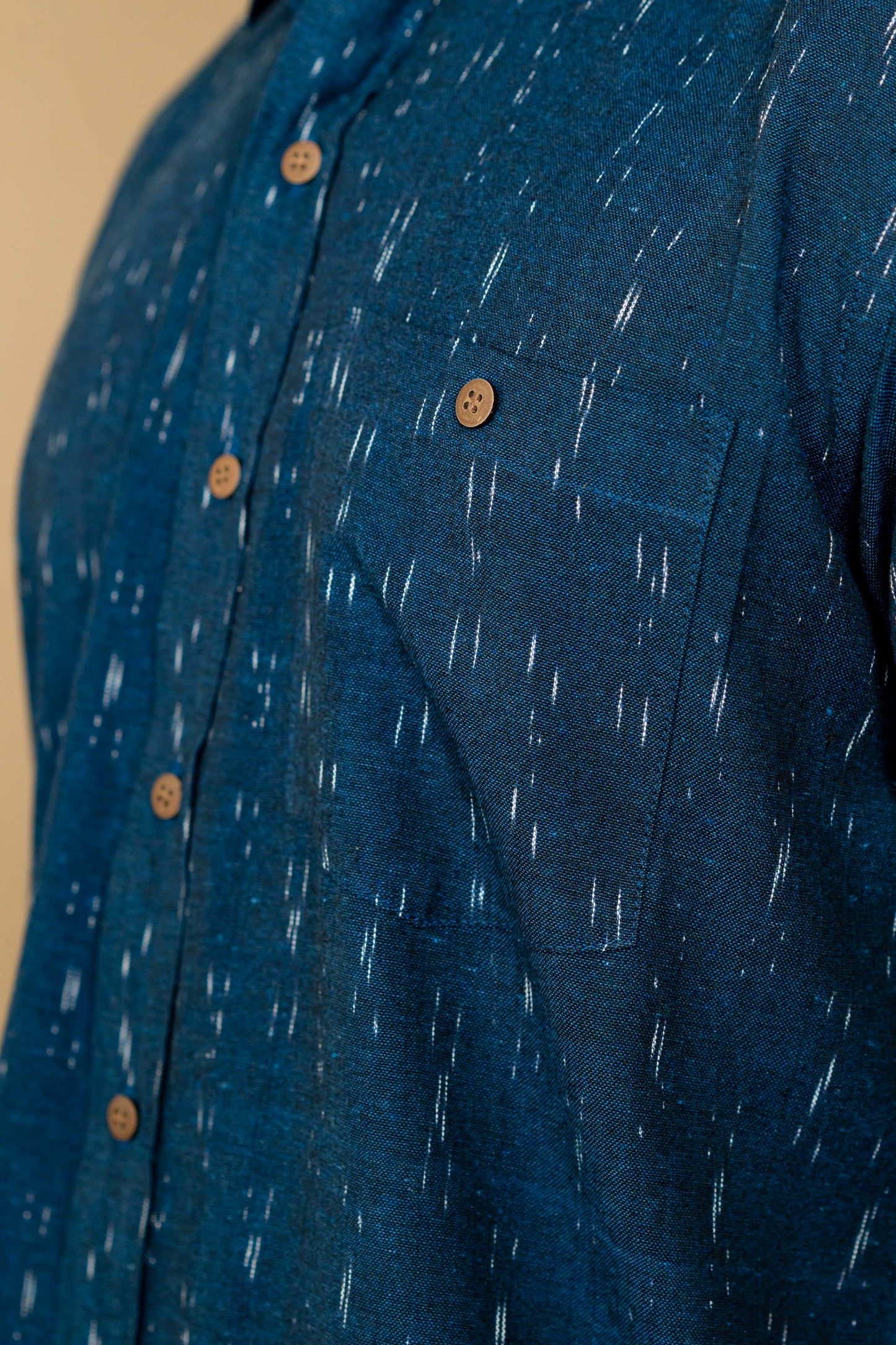 Long Sleeved Ikat Shirt - Blue