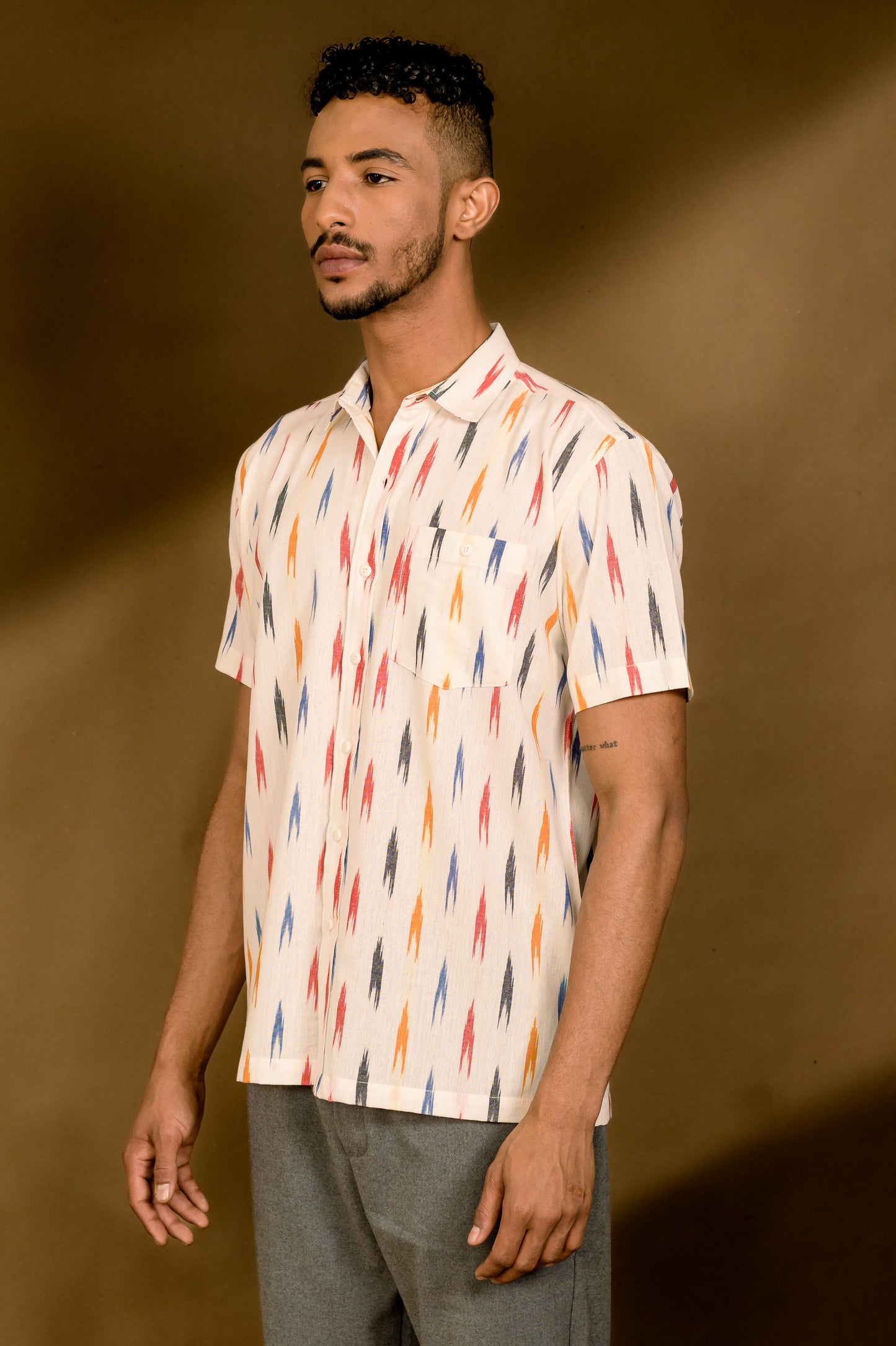 Long Sleeve Ikat Shirt - Cream