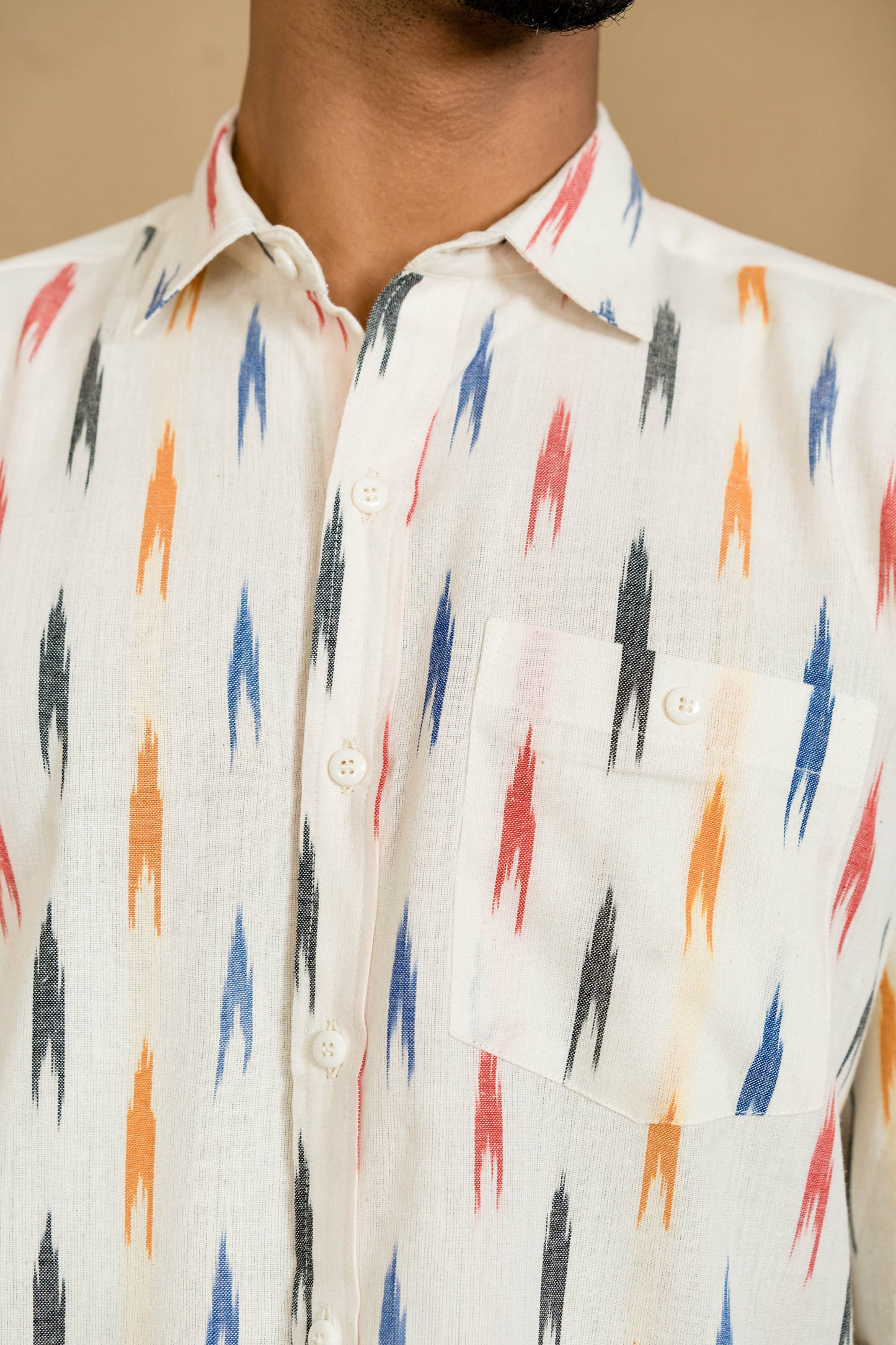 Long Sleeve Ikat Shirt - Cream